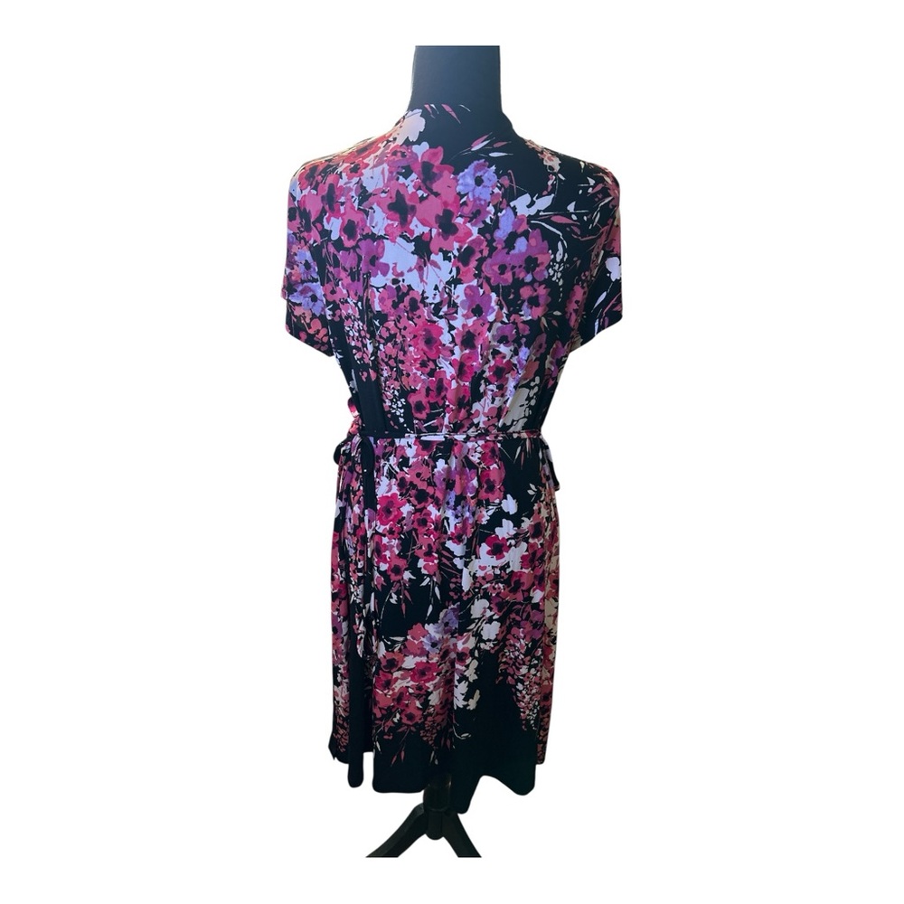 Apt 9 Women Floral Black Pink Wrap Dress Size Extra Large - Picture 2 of 3